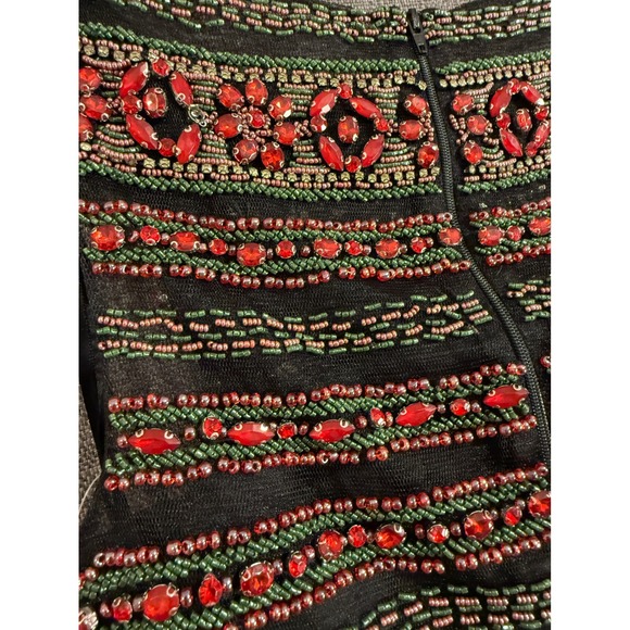 Embellished Jovani Beaded Crop Top & Floral Tulle Skirt Set Women's - Picture 9 of 16